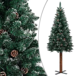 vidaXL Slim Christmas Tree with Real Wood and White Snow Green 150 cm - Picture 1 of 7