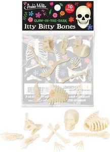 Itty Bitty Human Bones (Bag of 10) - Glow in Dark Figurines Toy - Archie McPhee - Picture 1 of 4