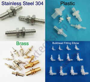 Plastic Brass Stainless Steel Bulkhead Fitting Hose Barb Connector Reducing Tube