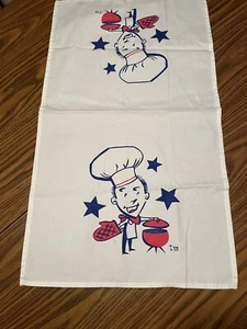 Retro BBQ chef tea towel hand towel - Picture 1 of 2