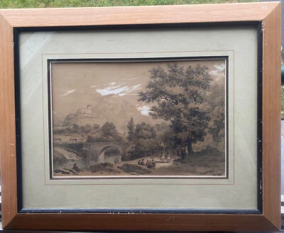 Dessin Mine de plomb,aquarelle,rehauts de sanguine signé - Photo 1/4