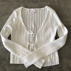 NOBO No Boundaries Sweater Cardigan Medium 7 9 White Fairy Grunge Coquette Y2K - Picture 1 of 16