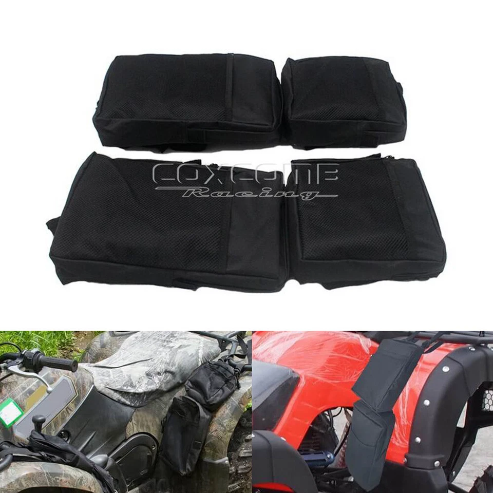 Paquete de 2 bolsas de equipaje negras para guardabarros almacenamiento de carga bolsa de equipaje para UTV ATV vehículo de 4 ruedas Foto 1 de 4