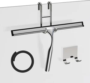 Shower Squeegee for Glass Door 12-Inch Stainless Steel Bathroom Squeegee Window - Picture 1 of 8