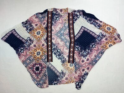 Cárdigan Sombra de Ojos Top Sobre Camisa Mujer Mediano Bordado Abierto Boho Hippie Foto 1 de 4