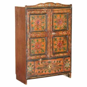 LOVELY ANTIQUE CIRCA 1860 HAND PAINTED EAST EUROPEON SIDE CUPBOARD CABINET - Picture 1 of 12