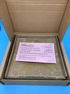 Pampered Chef Daisy Dessert Plates Set of 4 Glass 2818 Pink White Retired NIB - Picture 1 of 17