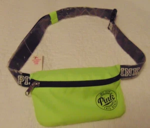 Victoria’s Secret Pink Bauchtasche limettengrün grafisches Logo We Run This Beach neu mit Etikett - Bild 1 von 4