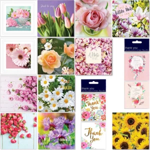 BLUMEN LEERE KARTE Geburtstag Gruß Tee Party Einladung Nachricht Memo Geschenk Notiz - Bild 1 von 8