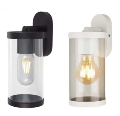Applique da Parete Attacco E27 Design Cilindro Trasparente Moderno IP44 Esterni - Immagine 1 di 4