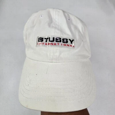 Stussy Men Hat OS White International Clear Logo 6 Panel Baseball Cap Strapback - Image 1 of 4