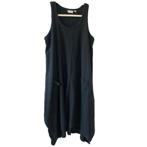 LOGO by Lori Goldstein Midi Dress Women Small Black Artsy Lagenlook Asymmetrical - Imagen 1 de 6