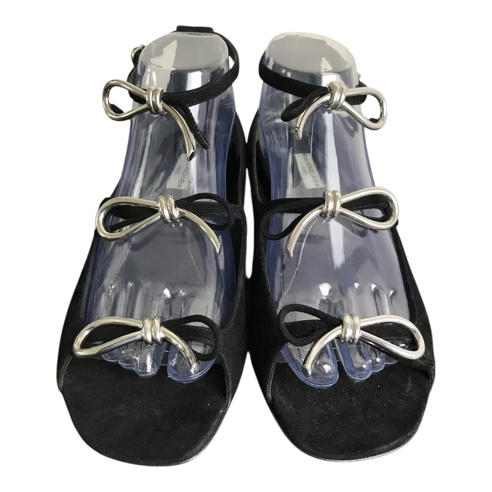 Balenciaga Triple Arco Ballet Pisos Mujer US10 EU40 Negro Gamuza NUEVO Foto 1 de 4