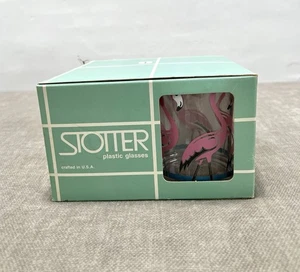 Vintage 4er Set HJ Stotter Rosa Flamingo Kunststoff Altmodische Trinkgläser - Bild 1 von 9
