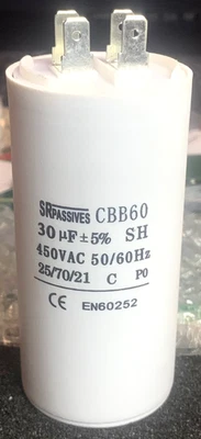 30uF 450V Condensatore Per Motori Ø45x90mm SR Passives