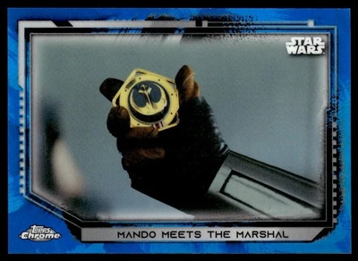 2022 TOPPS CHROME MANDALORIAN STAR WARS BLUE MANDO METTS THE MARSHAL /99 #171 - Image 1 of 2