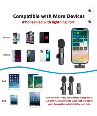 Paquete de 2 micrófonos de solapa inalámbricos para iPhone y iPad Foto 1 de 4