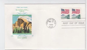 TurtlesTradingPost- Flag Over Yosemite Coil Pair 1988 #2280 FDC- Farnam Cachet - Picture 1 of 1