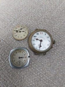 JOB LOT X 3 ANTIQUE TRENCH WATCHES/PARTS FOR SPARES/REPAIRS. - Picture 1 of 12