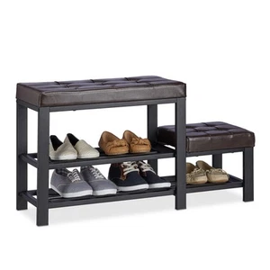 Banco zapatero con taburete Mueble para calzado 2 niveles acolchado estrecho - Imagen 1 de 27