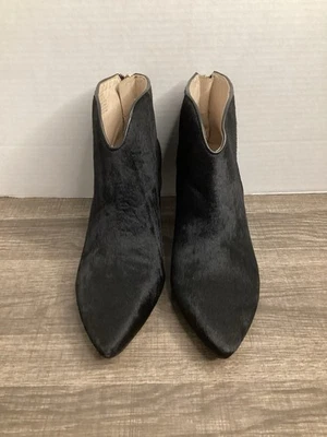 Louise et Cie Botines Cremallera Tobillo Tacones 7.5M Punta Punta Zapatos Negro Pelo de Vaca Foto 1 de 4