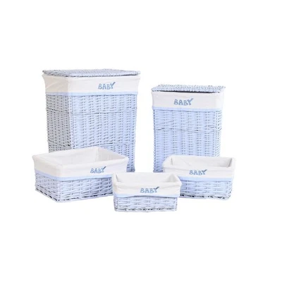 Set di Cesti DKD Home Decor Azzurro Celeste vimini Per bambini 44 x 34 x 56 c - Immagine 1 di 4
