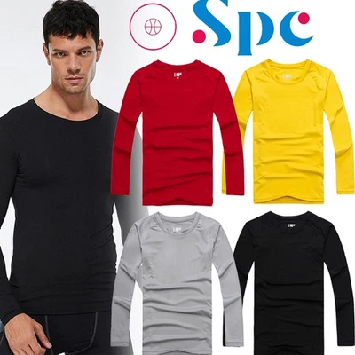 Men's Athletic Long Sleeve Solid Compression Shirts Sports Gym Shirts Workout US - Image 1 of 4