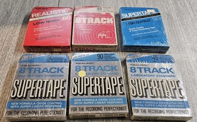 Lote De 6 Cintas Carteridges Selladas De Colección NOS Realistas En Blanco 8 Pistas  Foto 1 de 3