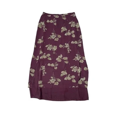 Falda midi vintage años 90 Eddie Bauer para mujer púrpura aline patrón floral talla 12 Foto 1 de 4
