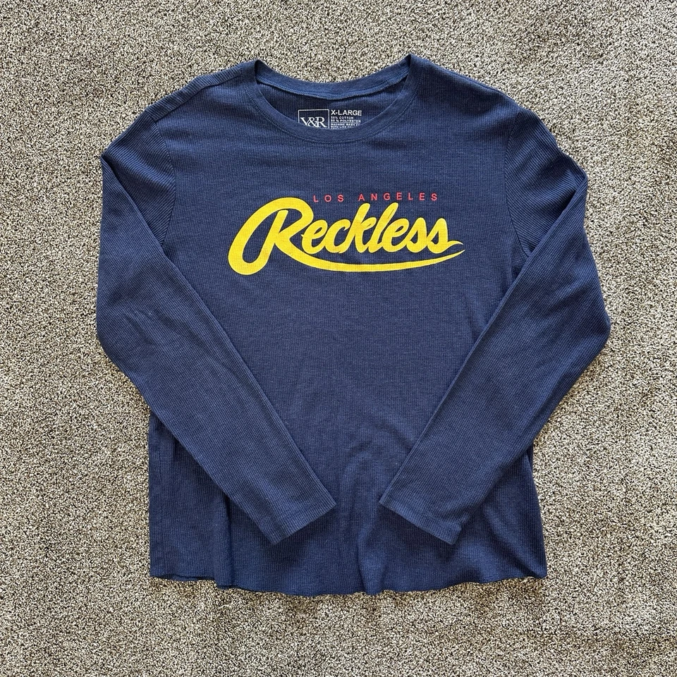 Y&R Young & Reckless Para Hombres XL Camisa Térmica Manga Larga Azul Marino Camiseta Gráfica Foto 1 de 4