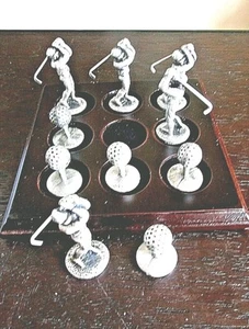 Juego de puntera tic tac de golf de peltre y madera con golfistas y pelotas de golf en caja - Imagen 1 de 6