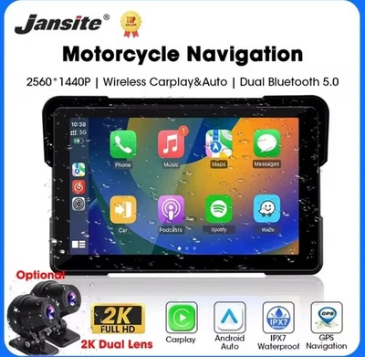 Navigatore Monitor Moto Carplay Android Auto Gps Wireless Touch 5/7 Pollici IPX7 - Immagine 1 di 4