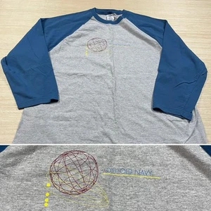 Vintage Old Navy Y2K 90s Raglan T Shirt Cyber Mall Goth Technology XXL Logo - Picture 1 of 8