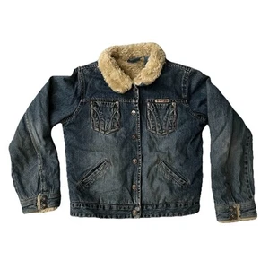 Roxy Girl Jean Jacket w/fur Trim Sz. Large - Picture 1 of 10