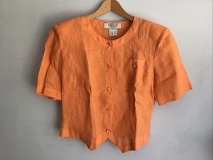 Marella Max Mara Size18 Crop Blouse Orange Linen - Picture 1 of 3