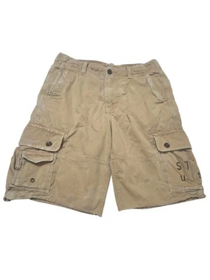 American Eagle Cargo Shorts 2010 Men's 34 Tan Khaki Distressed Long C8.1  - Image 1 of 4