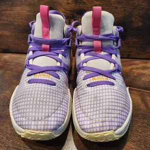 Nike LeBron Witness 7 DQ8650-101 Kids Action Grape Orange Basketball Shoes 6.5Y - Picture 1 of 8
