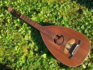 Old guitar or  Lute w. a nicely carved soundhole and painting, needs repair! - Picture 1 of 13