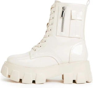 JustFab Womens Combat Boots Fall Lace-up Ankle Booties... - Picture 1 of 42