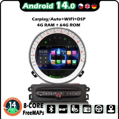 8-Kern 64GB Android 14 GPS Autoradio Navi für BMW Mini Cooper DAB+BT SWC CarPlay - Bild 1 von 4