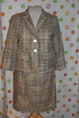 Mujer 2 piezas ETCETERA Talla 6 LUSTRE Tweed Falda y CHAQUETA Carrera NUEVO CON ETIQUETAS $460 Foto 1 de 4