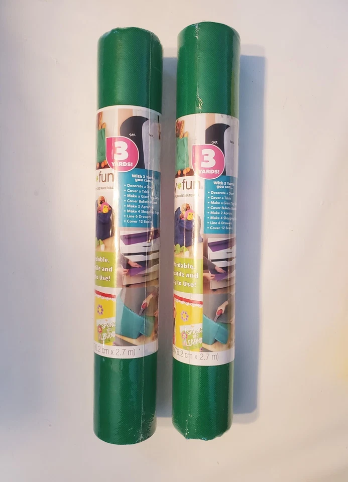 6 Yds (2 Rolls) Oly Fun Green Clover Craft Fabric Polypropylene Material - Image 1 of 4