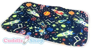 Cuddlz Navy Space Pattern Fleece Adult Sized Changing Mat Reversible - Picture 1 of 2