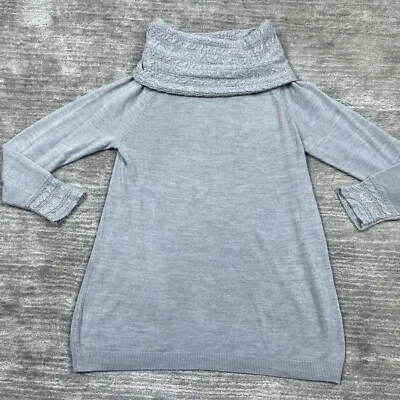 White Stag Sweater Womens Large 12/14 Gray Longsleeve Metallic Cowl Neck - Image 1 of 4