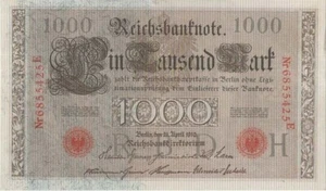 GERMANY BANKNOTES 1000 P44b 1910 UNC BLUE FIBRES - Picture 1 of 1