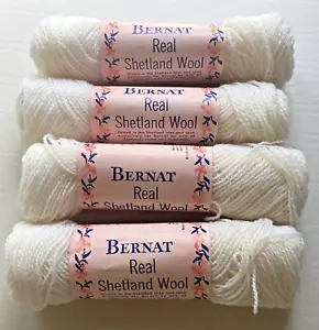 4 madejas BERNAT 100 % LANA SHETLAND real hilo 160 yardas / 1 OZ EA blanco 8642 de colección - Imagen 1 de 6