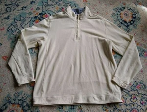 Tommy Bahama Mens Quarter Zip Pullover Ivory Cotton Ribbed Sides Activewear XL - Picture 1 of 10