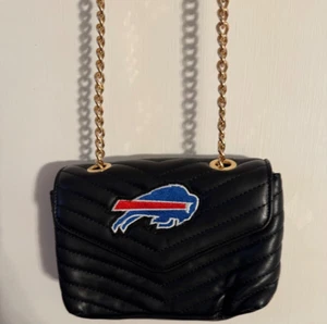 Women Unbranded Buffalo Bills "logo/black w/ shoulder gold chain small bag - Picture 1 of 4