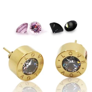 Ohrstecker Ø 10 mm Zirkonia 750er Gold 18 Karat vergoldet Farbe wählbar O2434L - Bild 1 von 3