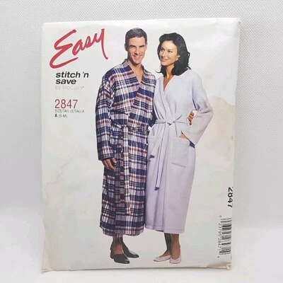 McCall's Stitch 'N Save 2847 Unisex Tie Belt Robe Sewing Pattern Size S-M Uncut - Image 1 of 4